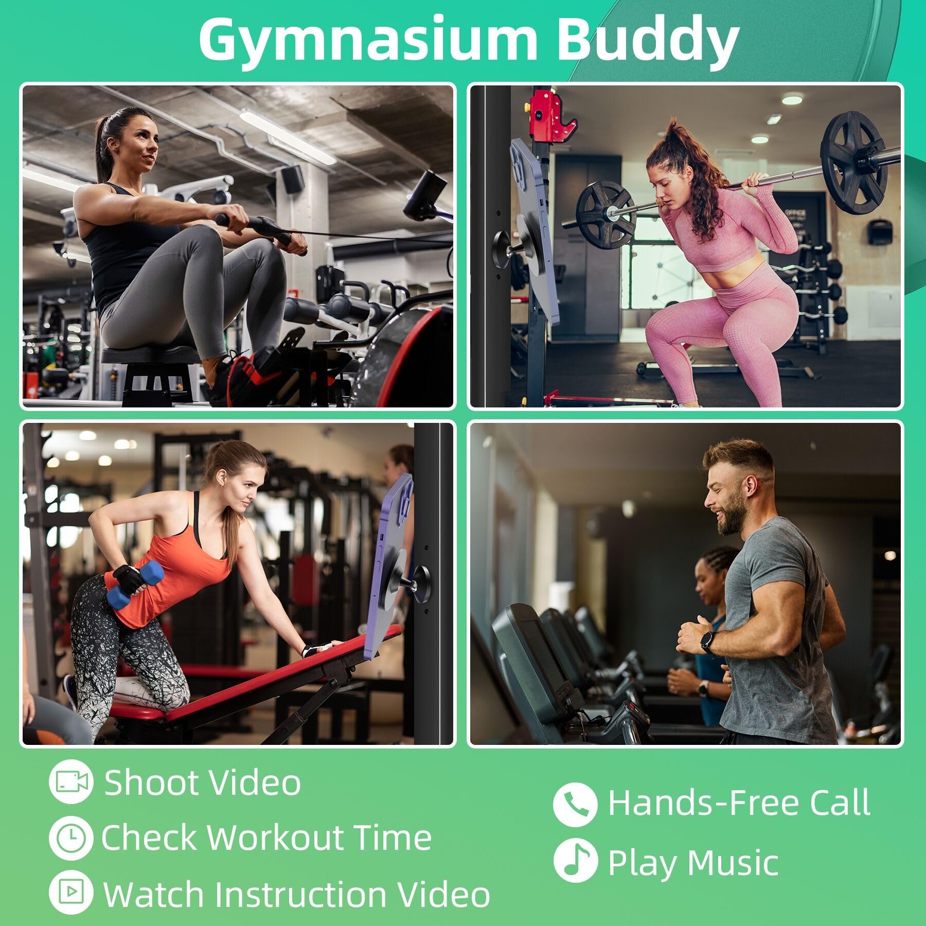 Sevenka Gym Magnetic Phone Holder Compatible With Iphone 16 Pro Max 15 14 13 12, Samsung, Mag-Safe Case, All Phones, Portable Ma